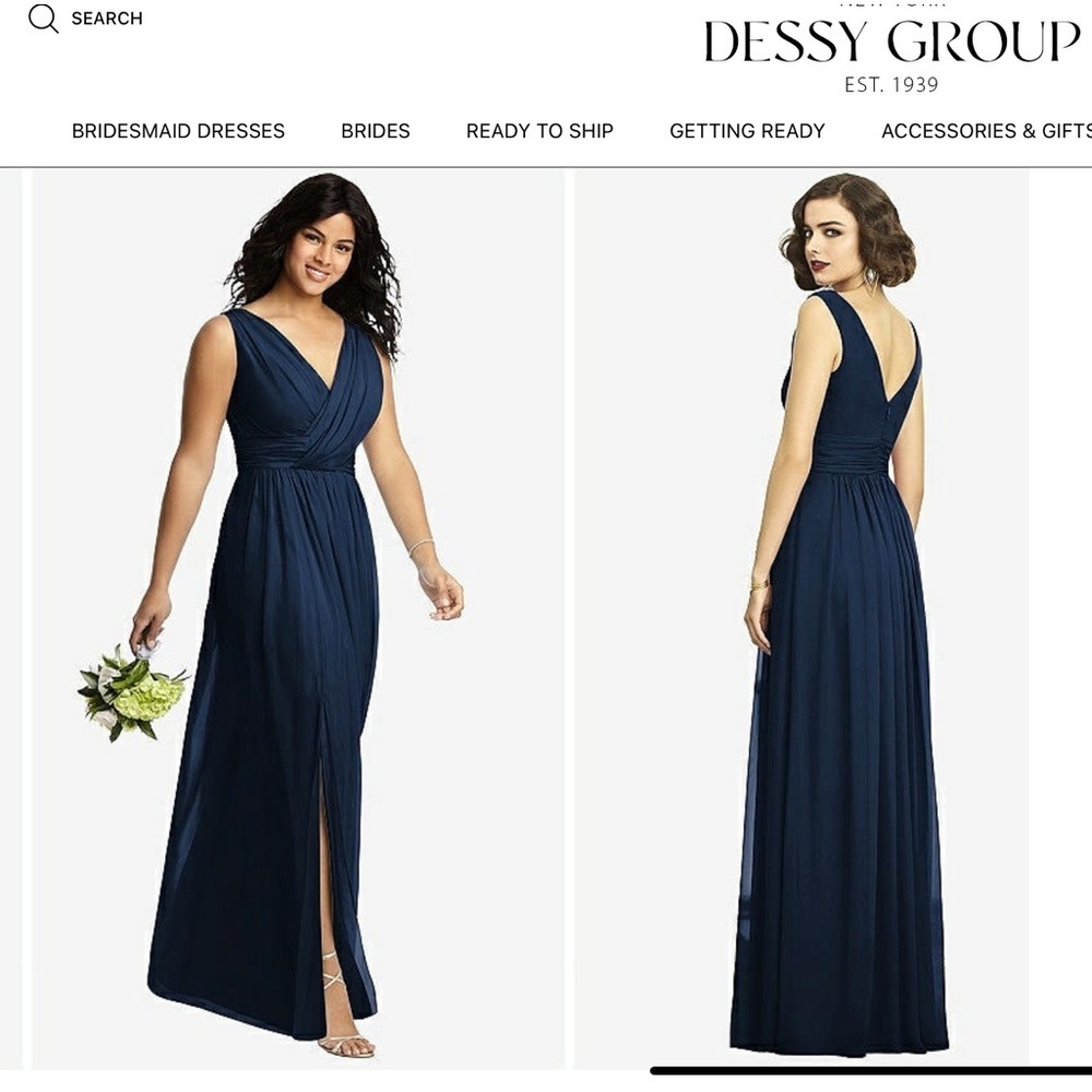 Dessy Collection Sleeveless Draped Chiffon Maxi Dress Midnight Navy Size 8